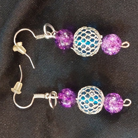 Source Unknown Jewelry - Earrings - Beaded Purple & Blue